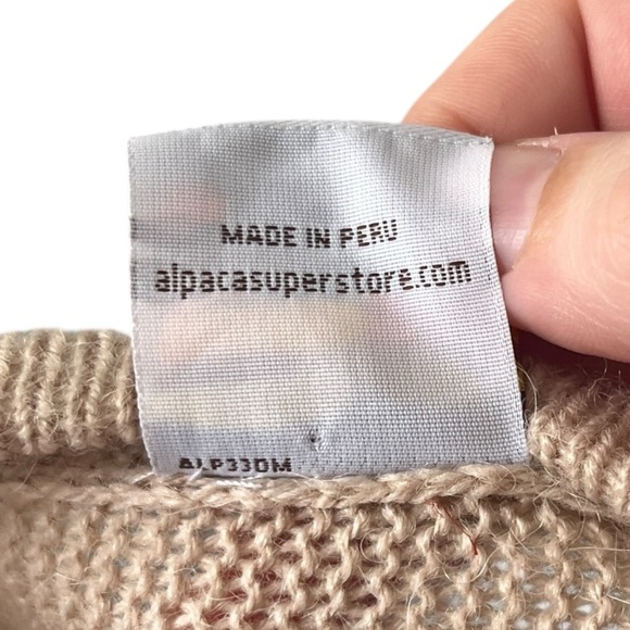 Alpaca Warehouse Alpaca Yarn Knit Poncho Sweater Fringe Trim Cream - Picture 7 of 9